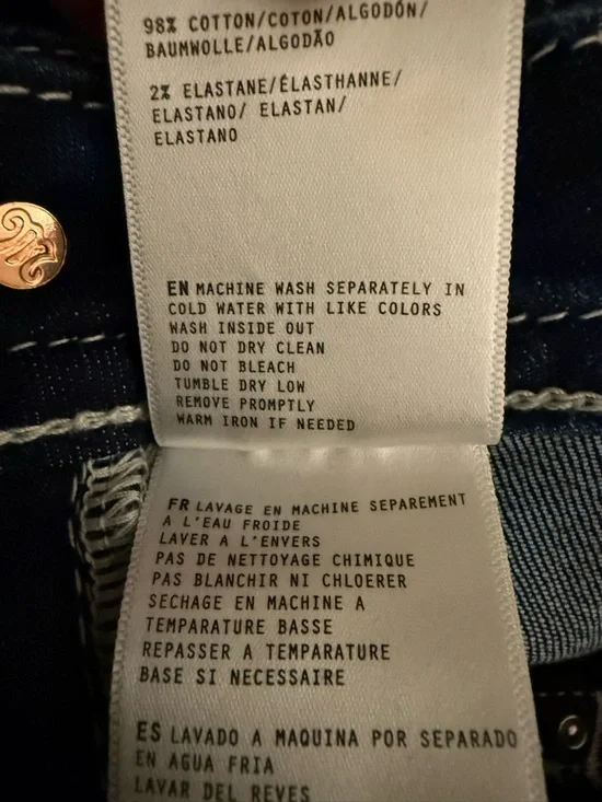 NWT Miss Me women’s Jeans Dk Blue 30x34 Mid Rise Bootcut Fleur-De-Lis Slim Fit - Picture 11 of 11